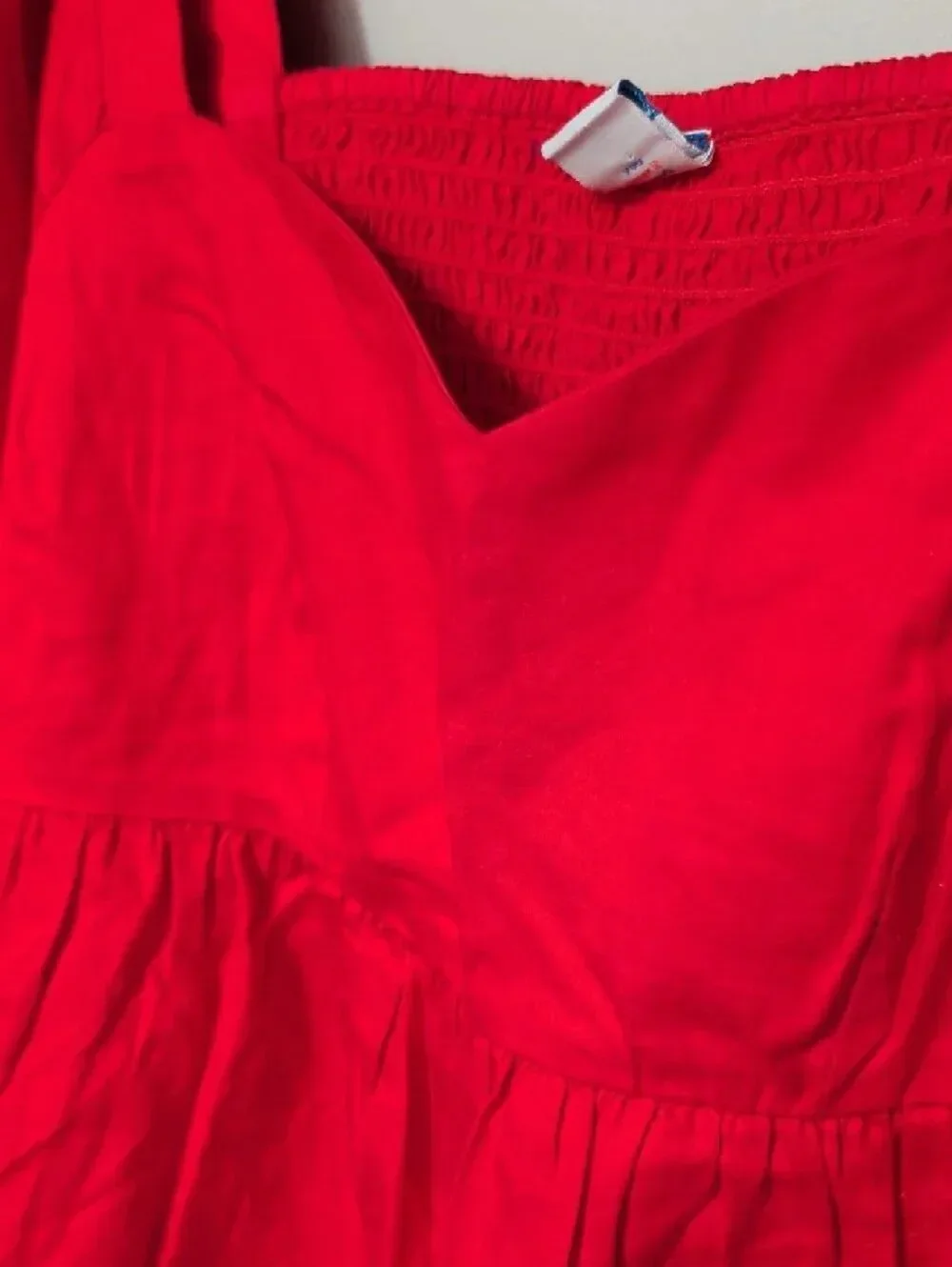 Old Navy Red Square-Neck Puff Sleeve Peplum Top